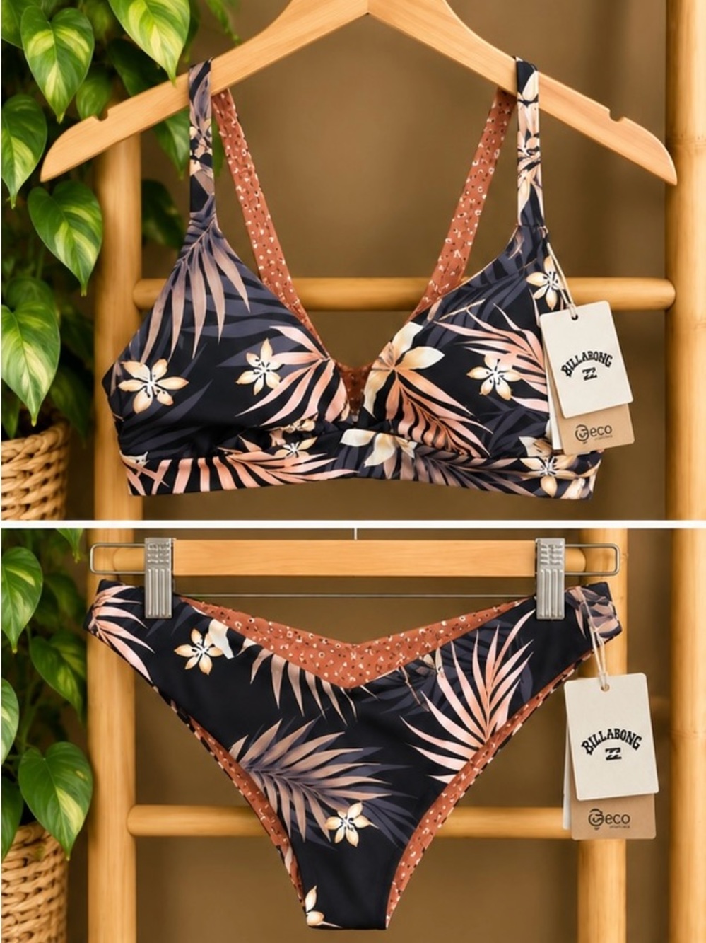 Billabong Reversible Billabong Reversible Tropical Bikini Set NWT Top M Bottom S